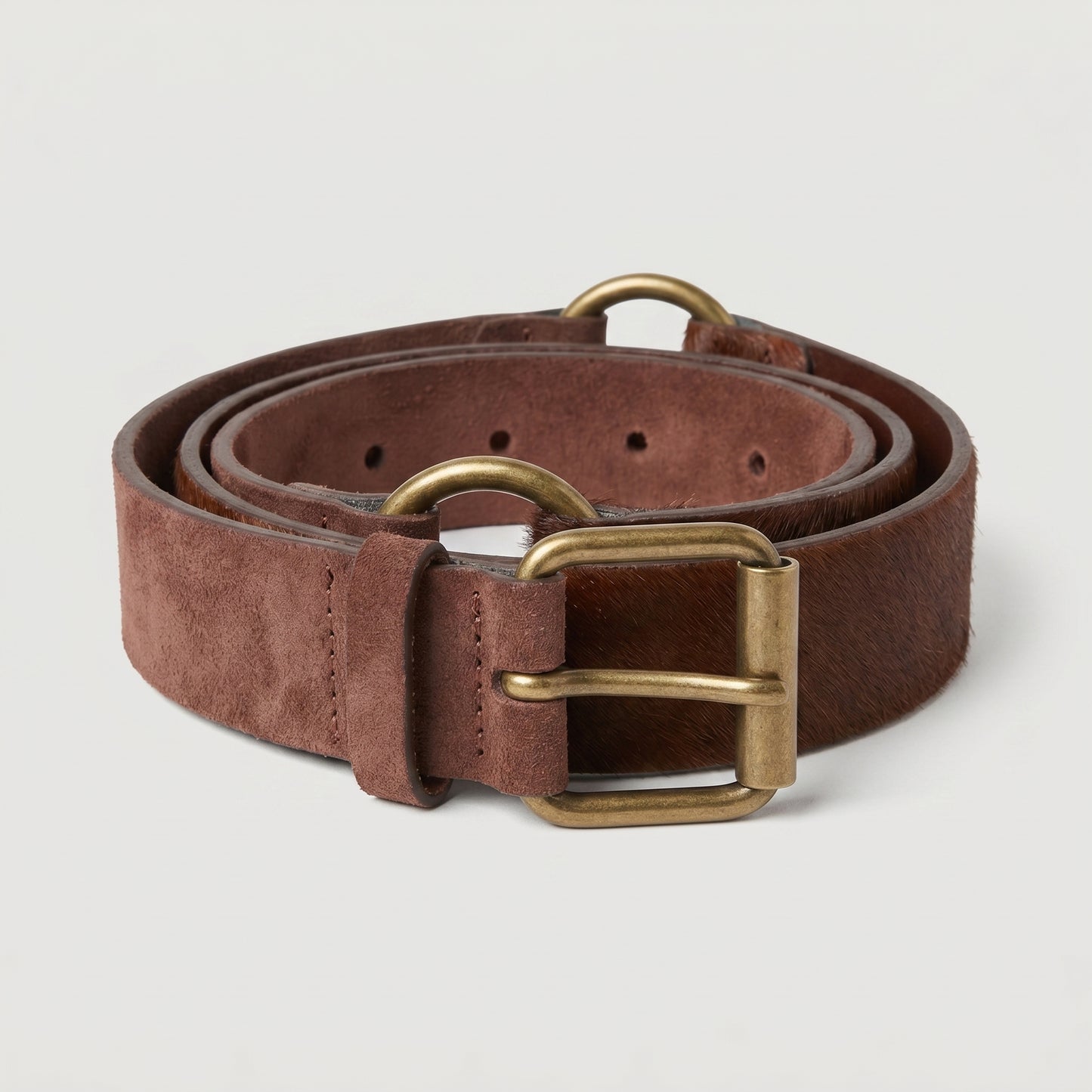 Textured Brown Leather Belt