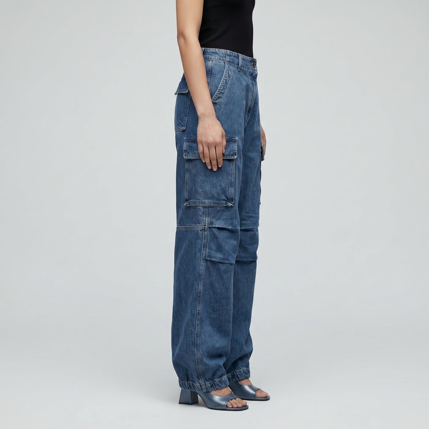 Utility Denim Cargo Joggers