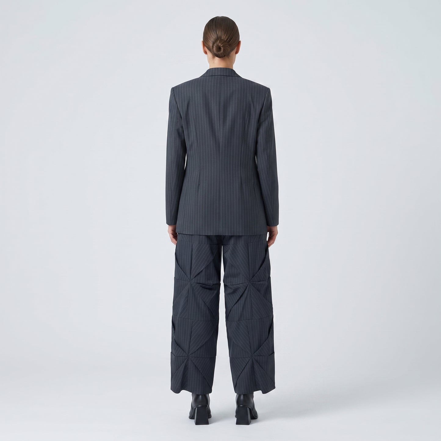 Architectural Pinstripe Wide-Leg Trousers