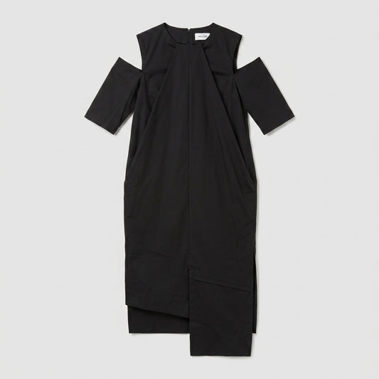 Asymmetric Cold Shoulder Midi Dress