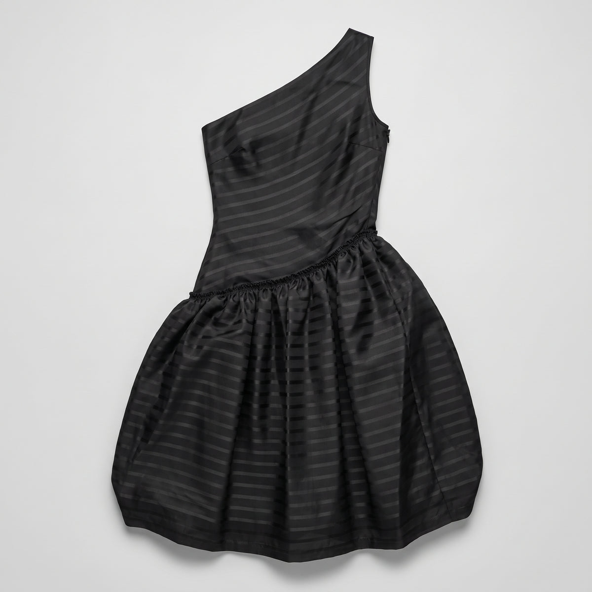 One Shoulder Striped Cocktail Dress