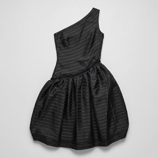 One Shoulder Striped Cocktail Dress