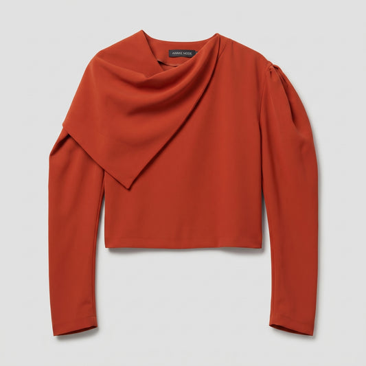 Draped Asymmetric Long Sleeve Top