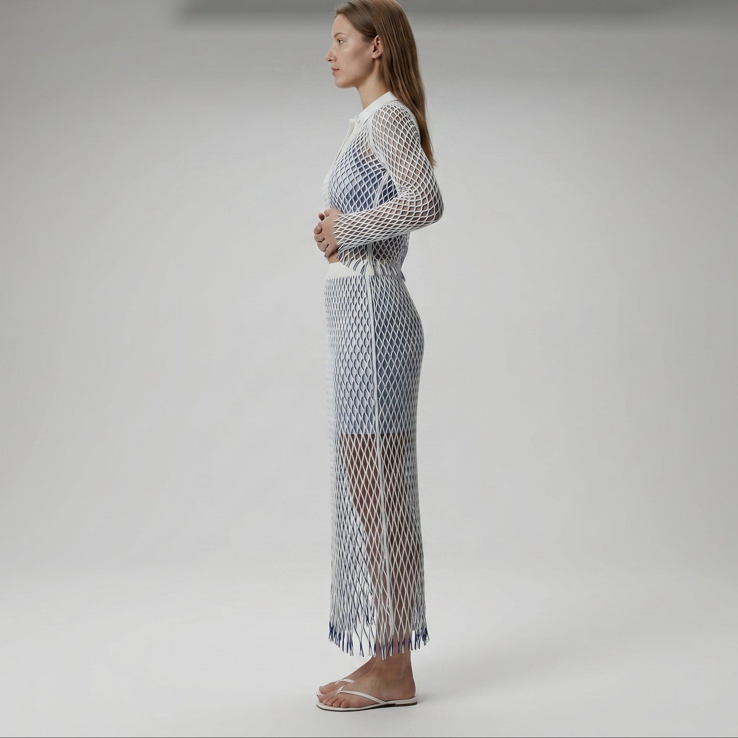 Open Knit Midi Skirt