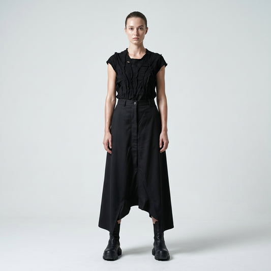 Asymmetric Tailored Black Culottes