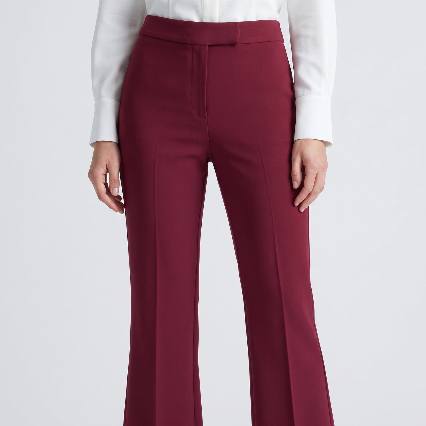 Tailored Burgundy Cropped Trousers