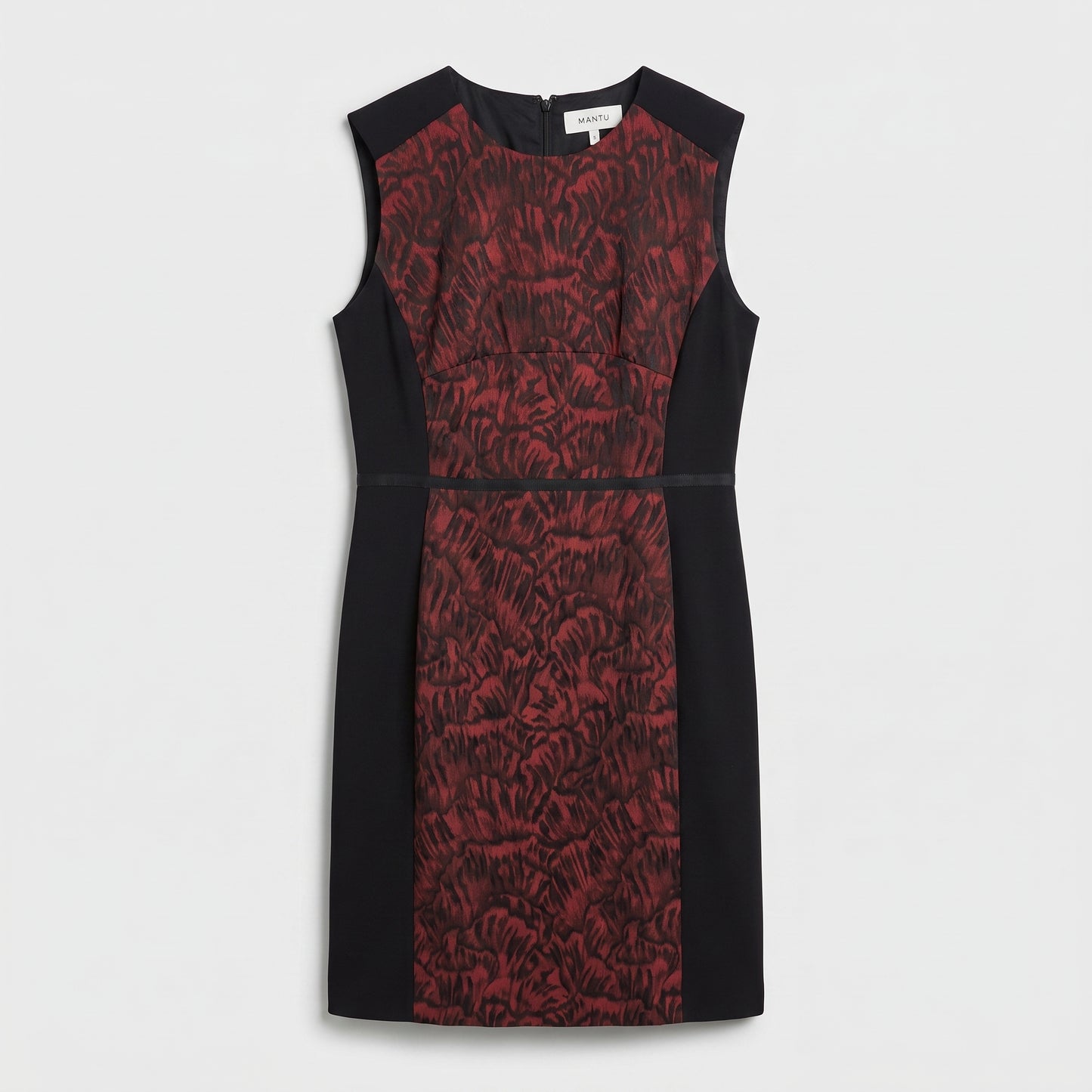 Abstract Print Paneled Sheath Dress
