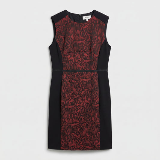 Abstract Print Paneled Sheath Dress