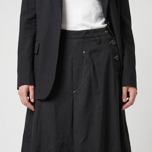 Black Cropped Wide Leg Trousers