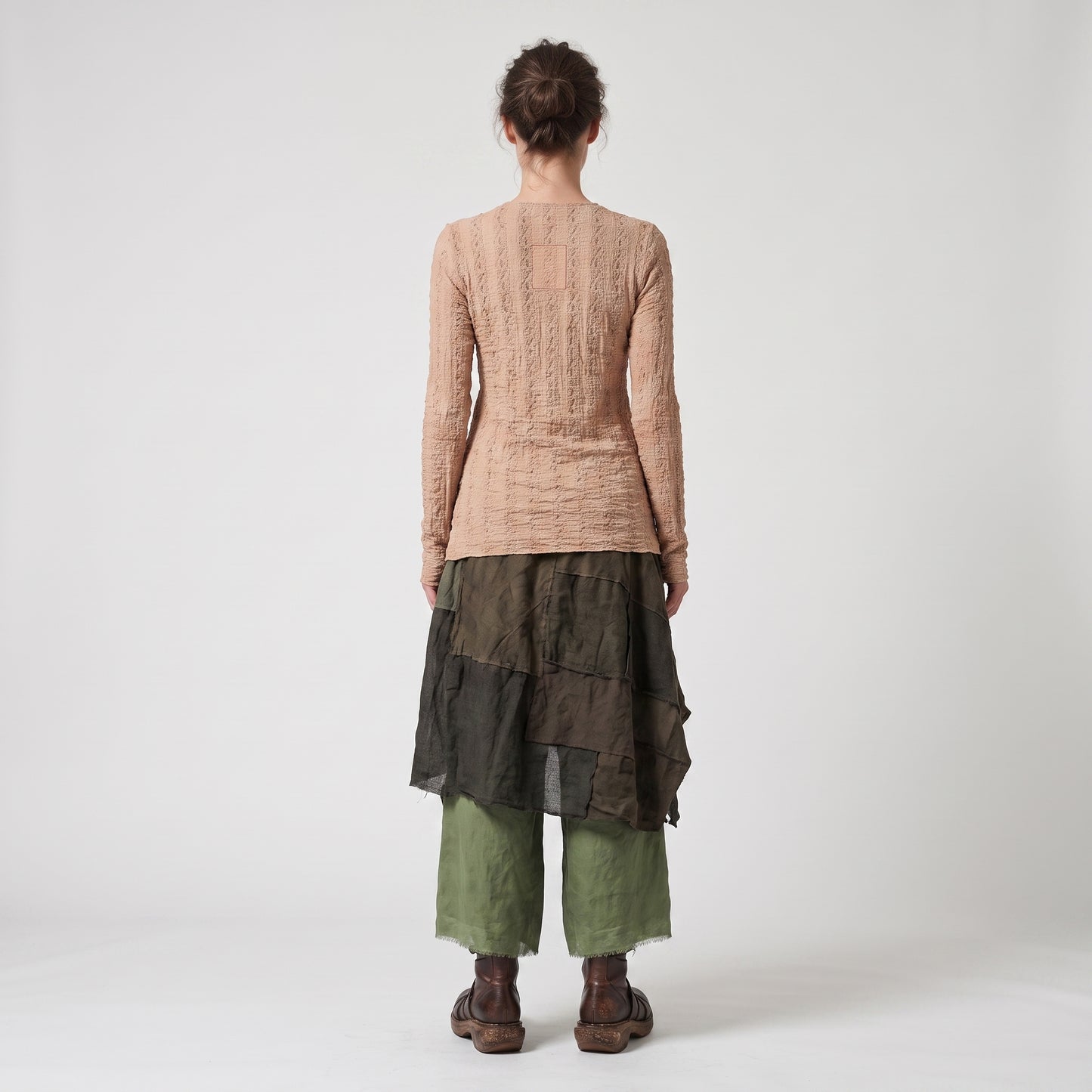 Textured Long Sleeve Crewneck Top