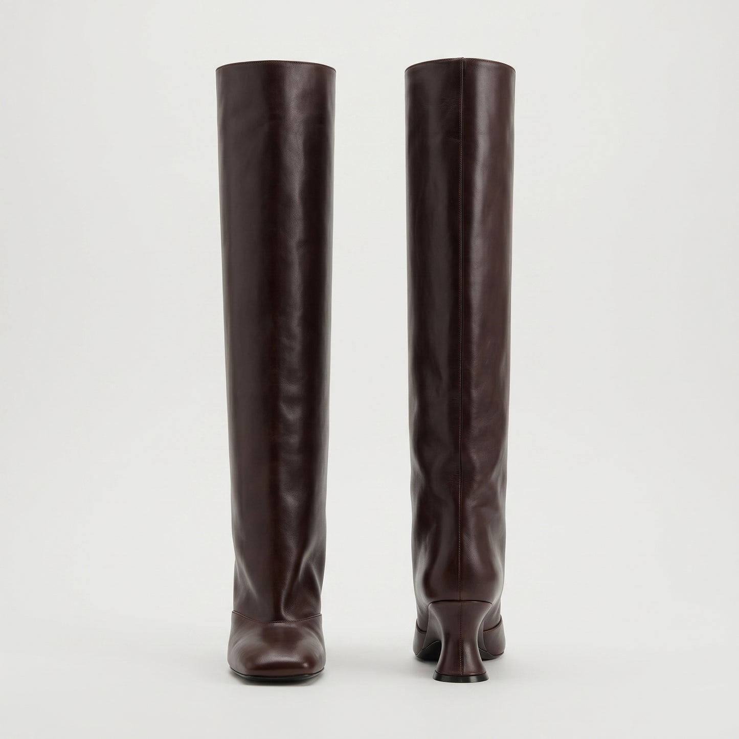 Sculptural Heel Leather Boots
