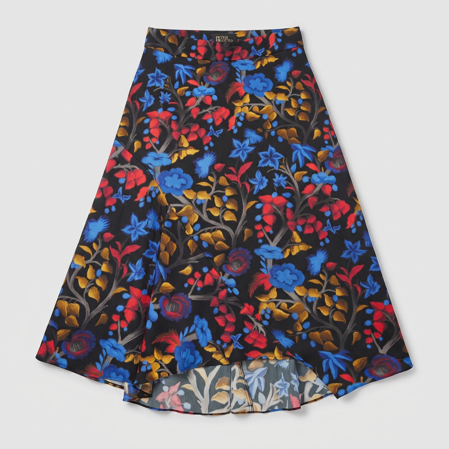 Floral High-Low Midi Skirt