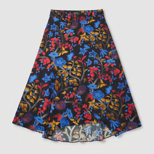 Floral High-Low Midi Skirt