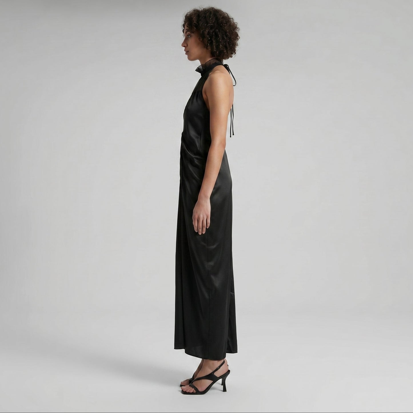 Sleek Black Halter Maxi Dress