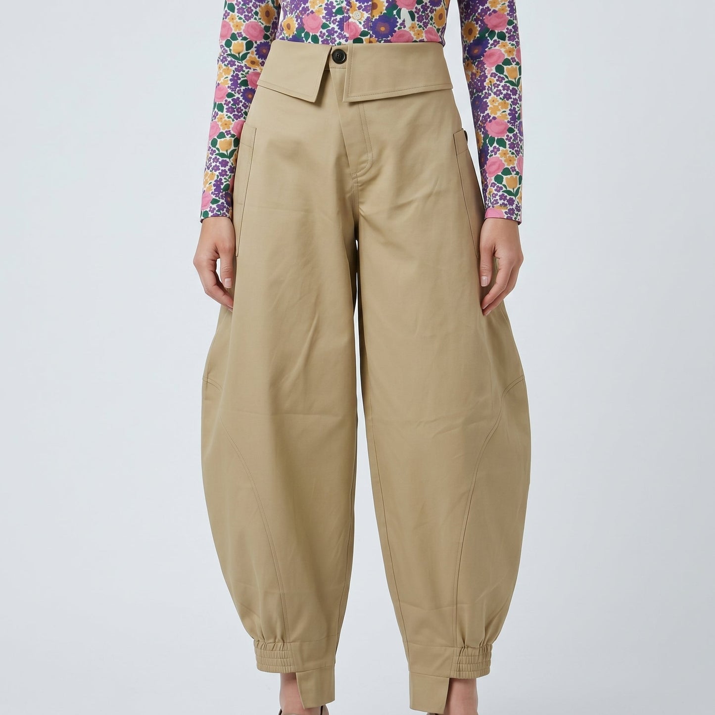 Sculptural High-Waisted Cargo Trousers