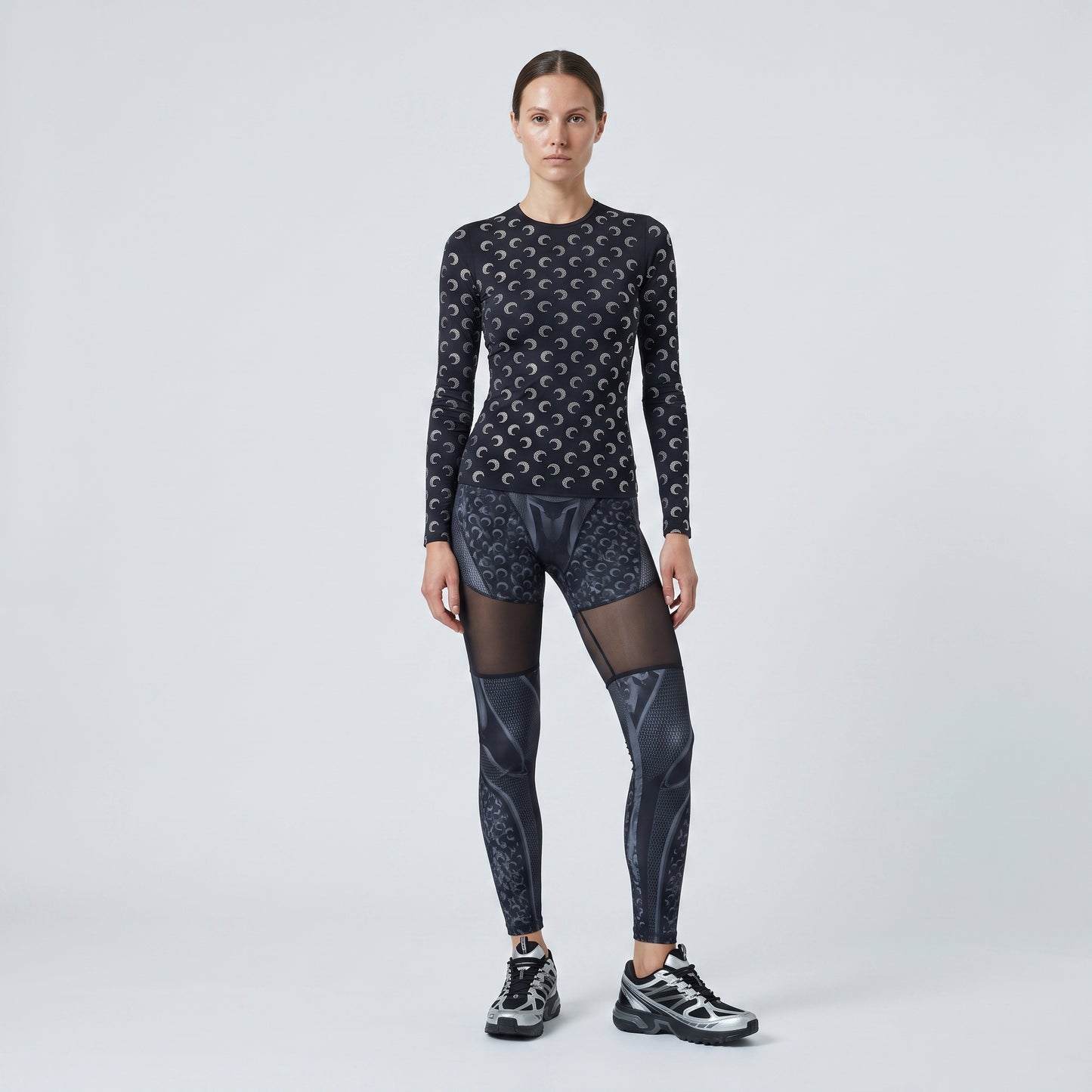 Crescent Moon Print Long-Sleeve
