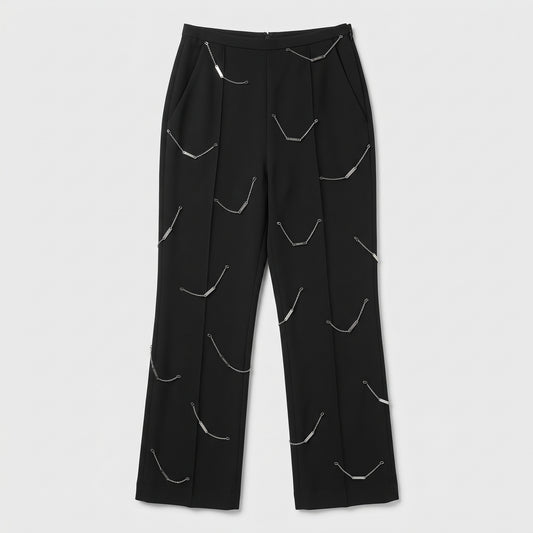 Chain Embellished Tailored Trousers