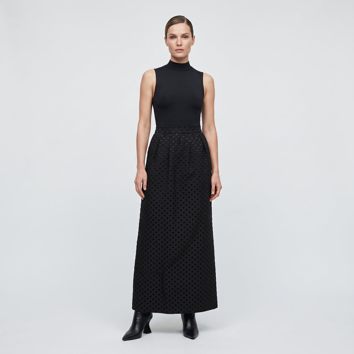Textured Black Midi Skirt