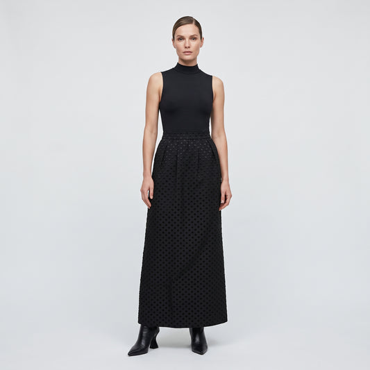 Textured Black Midi Skirt