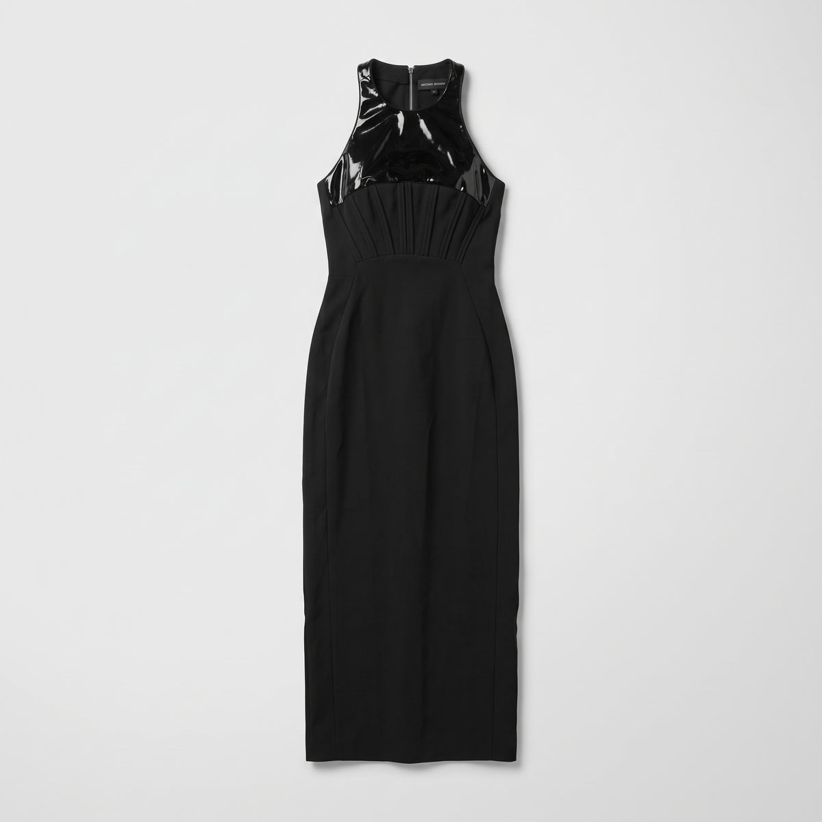 Sleeveless Patent Detail Midi Dress