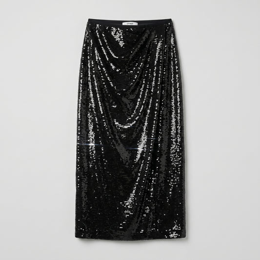 Black Sequined floor len Skirt