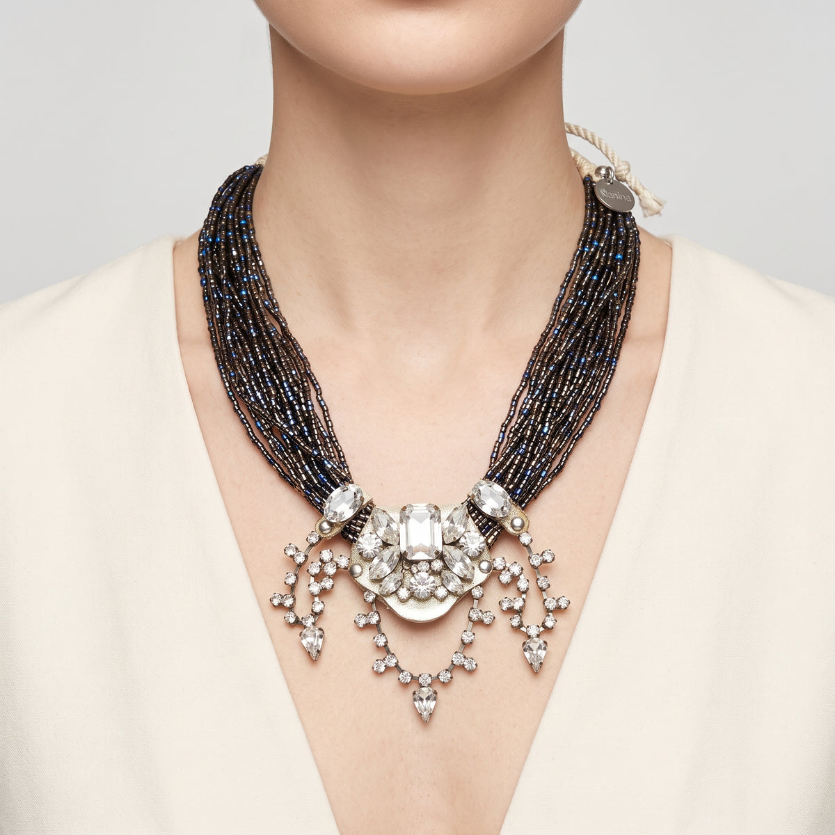 Beaded Crystal Statement Necklace