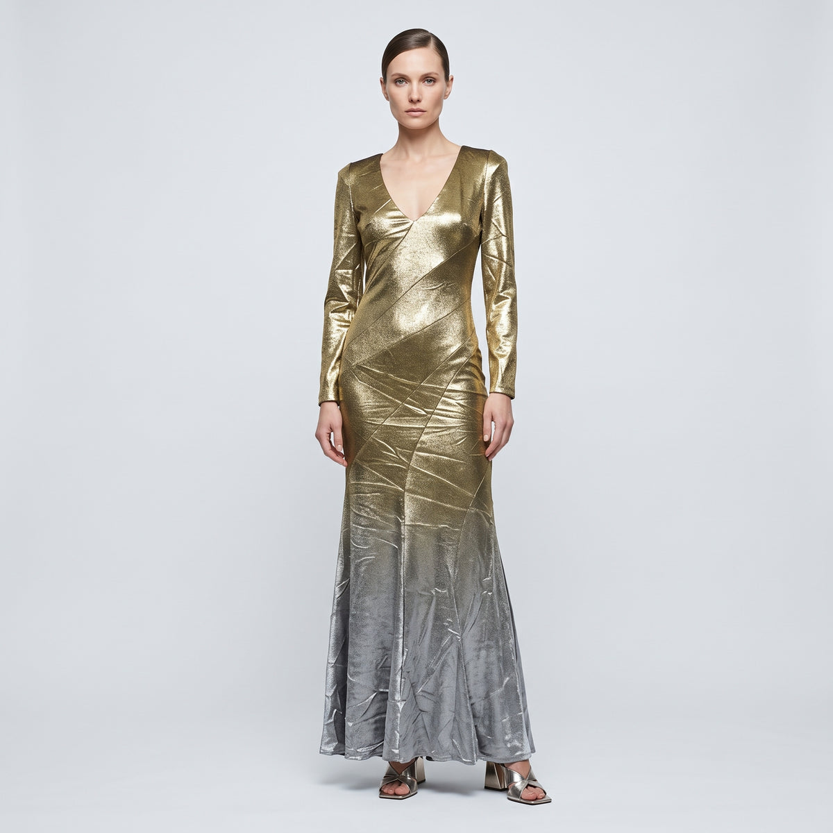 Metallic Ombre Mermaid Gown