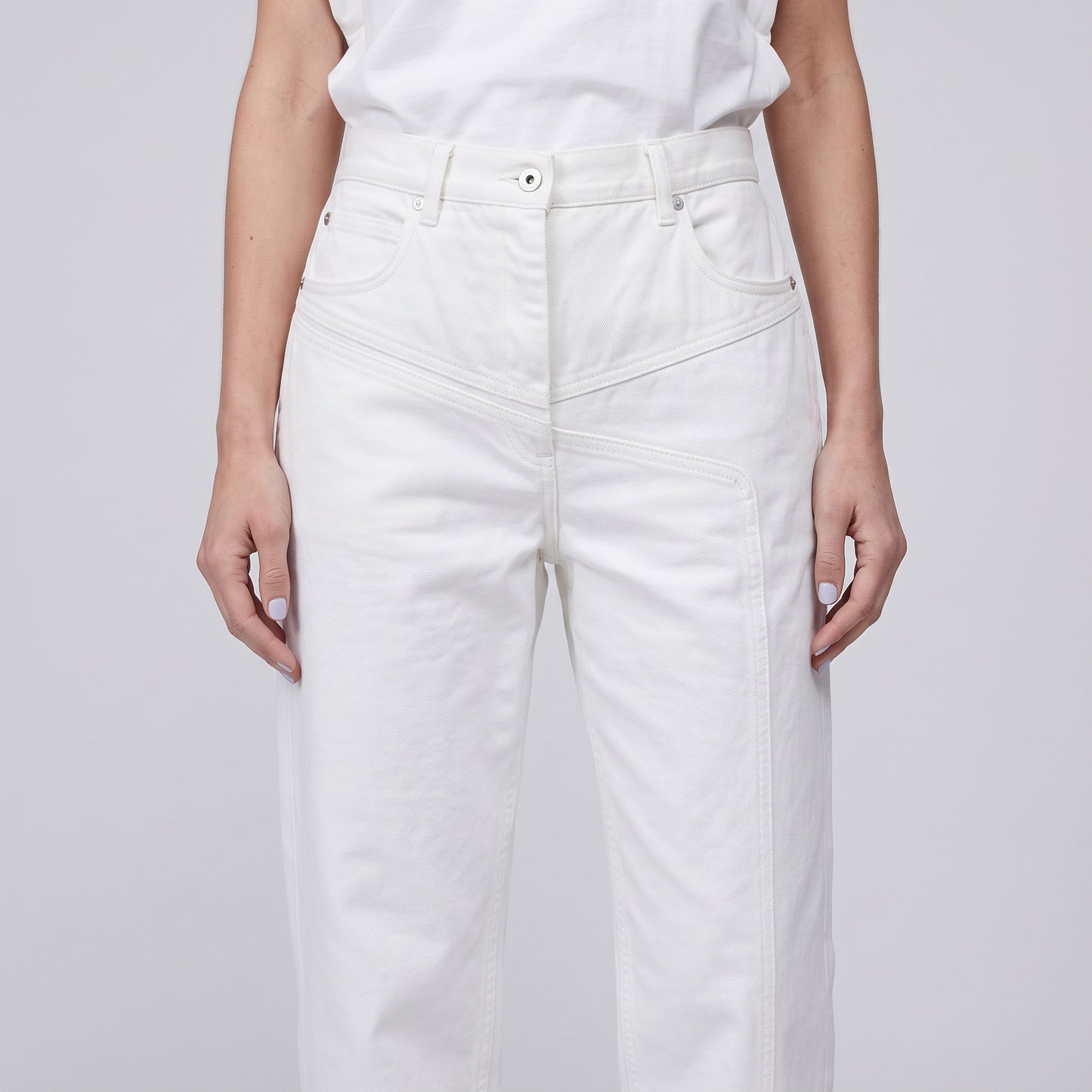 High-Waisted Off-White Denim Jeans