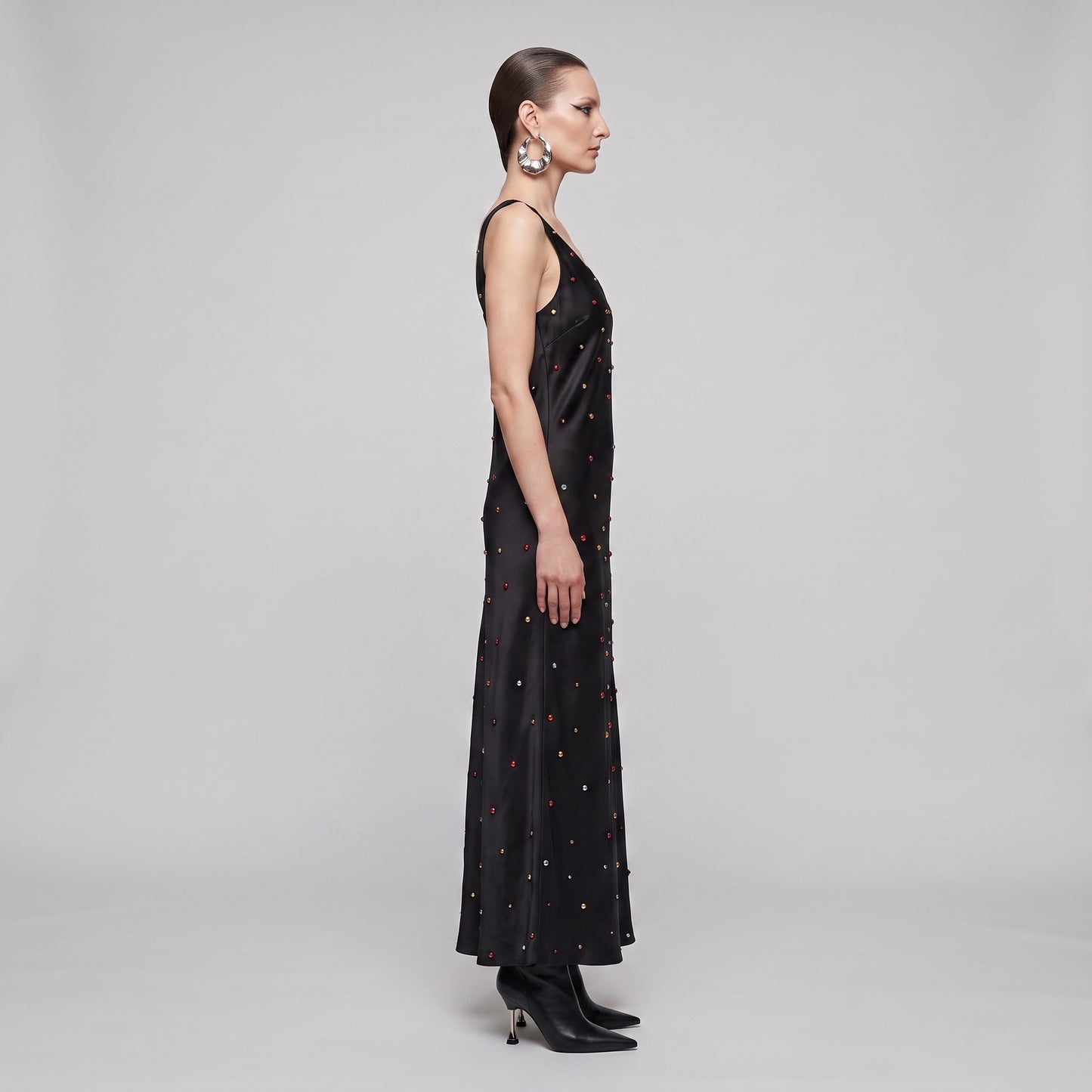 Embellished Silk V-Neck Dress