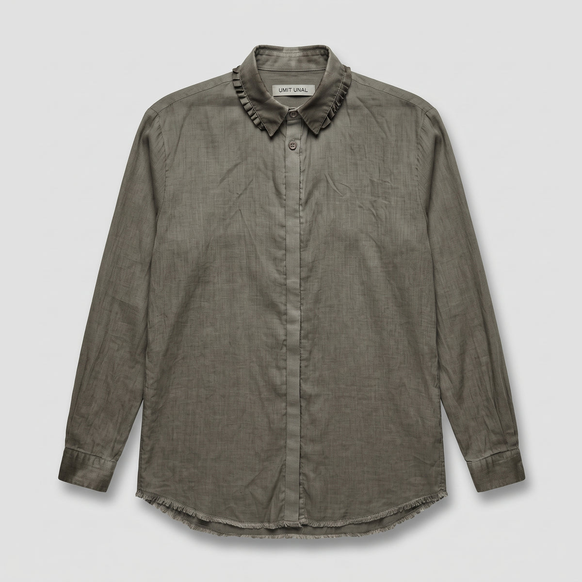 Frilled Collar Linen Shirt