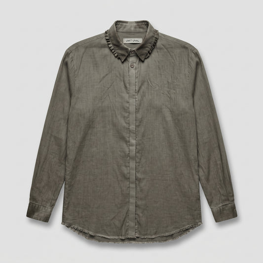 Frilled Collar Linen Shirt