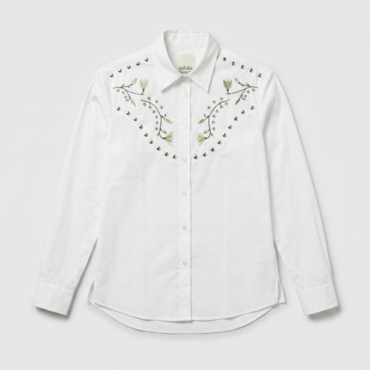 Embroidered Studded Western Shirt