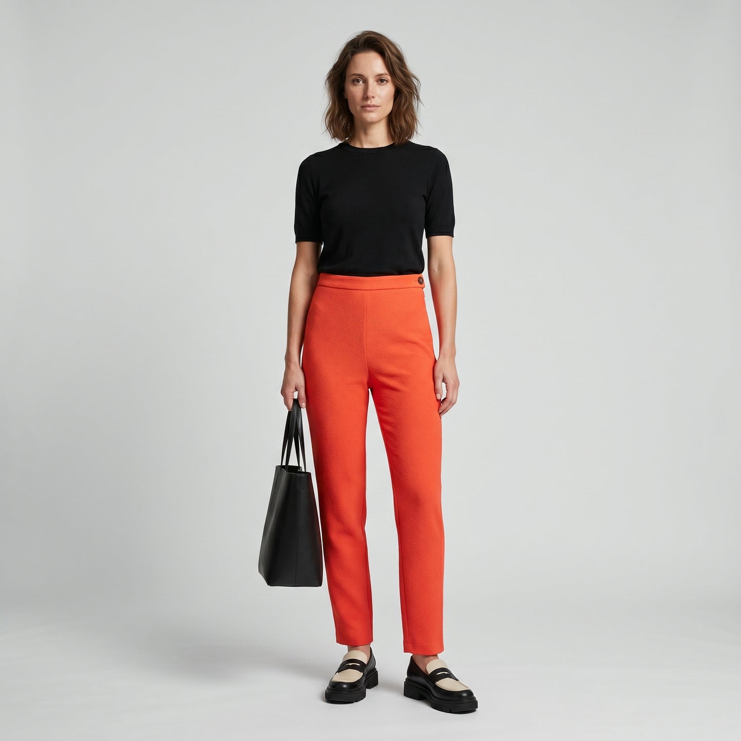 Tailored Textured Coral Trousers