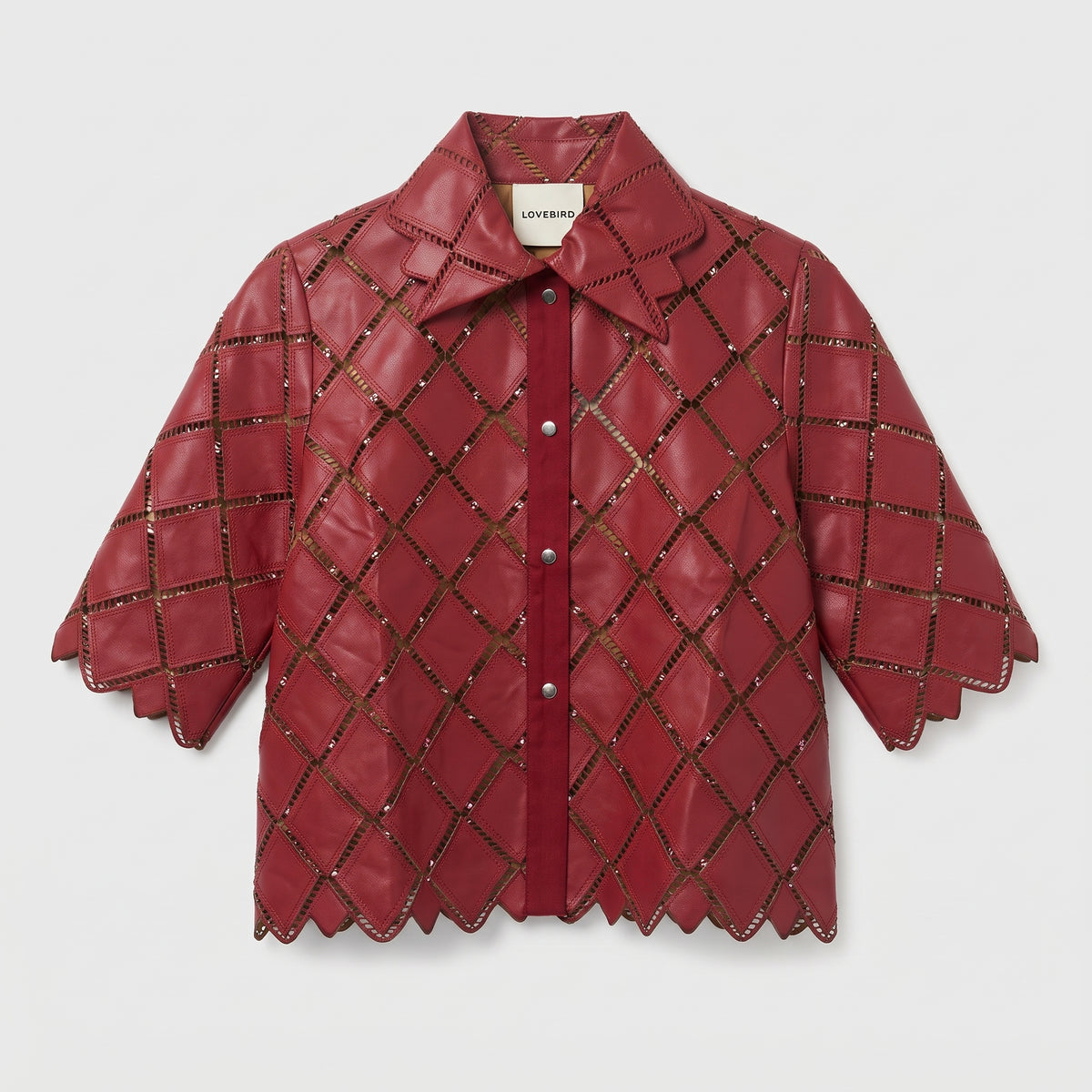 Red Laser-Cut Leather Jacket