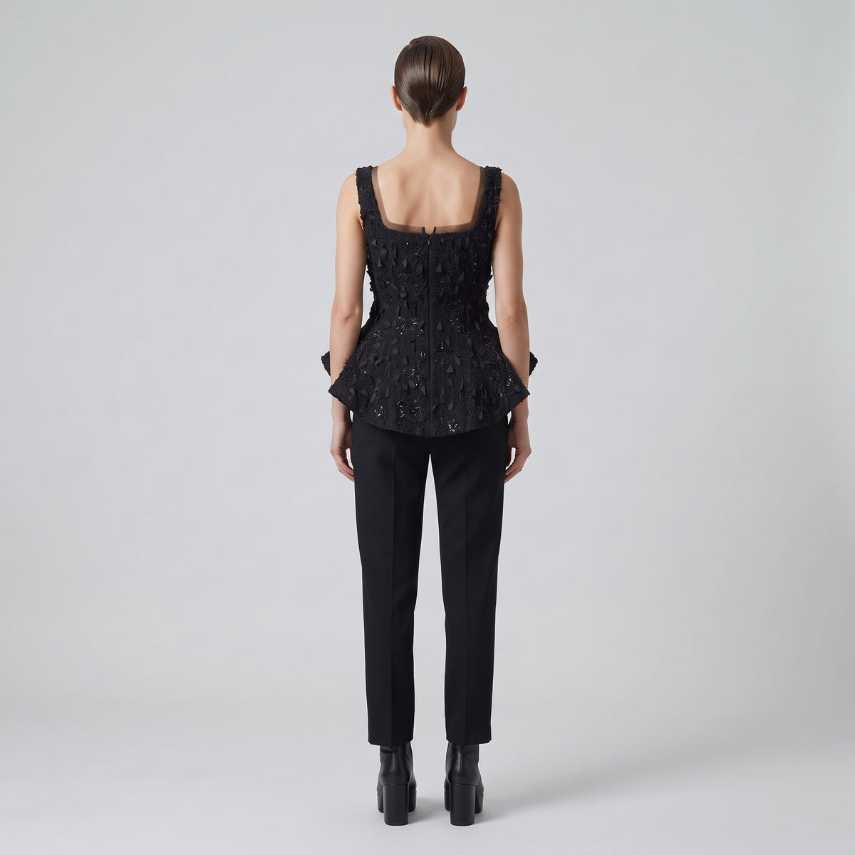 Embellished Sculptural Peplum Vest