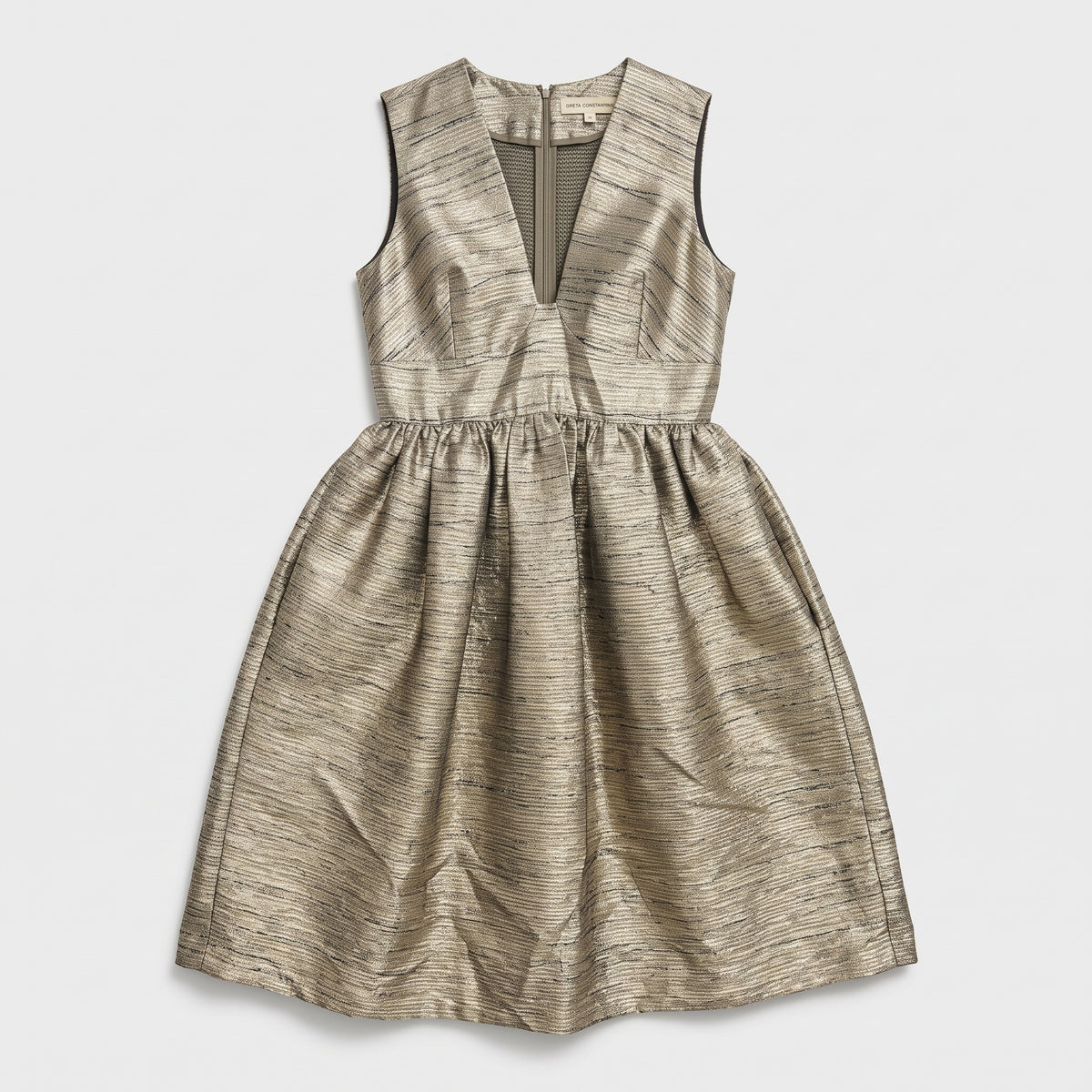 Metallic Textured Fit-and-Flare Dress