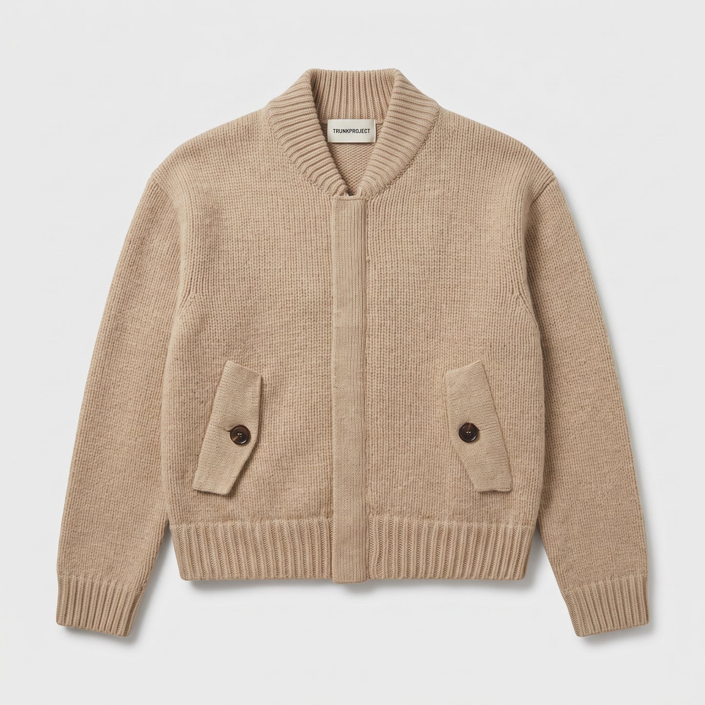Minimalist Ribbed Knit Bomber Jacket