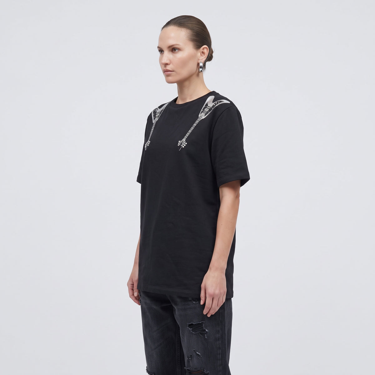 Guitar Motif Graphic Cotton Tee