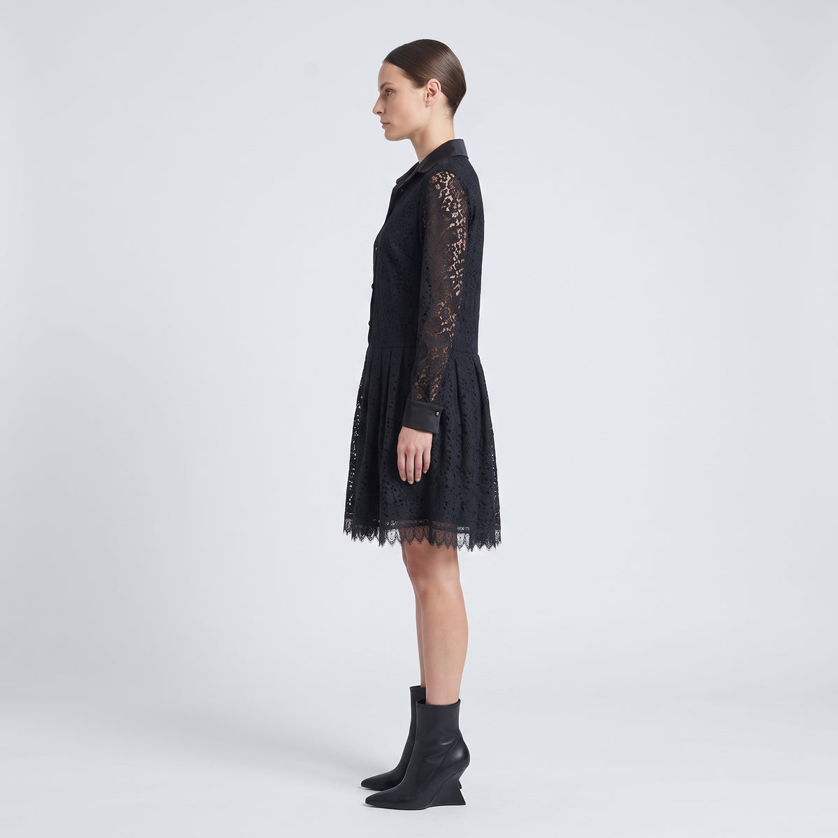 Black Lace Button-Down Dress