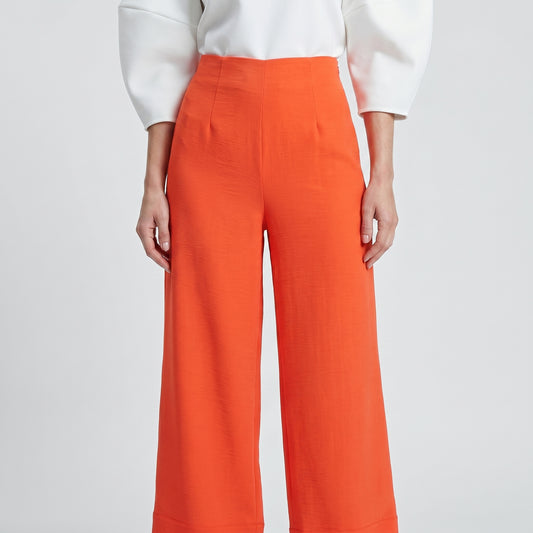 Red Wide Leg Tailored Trousers