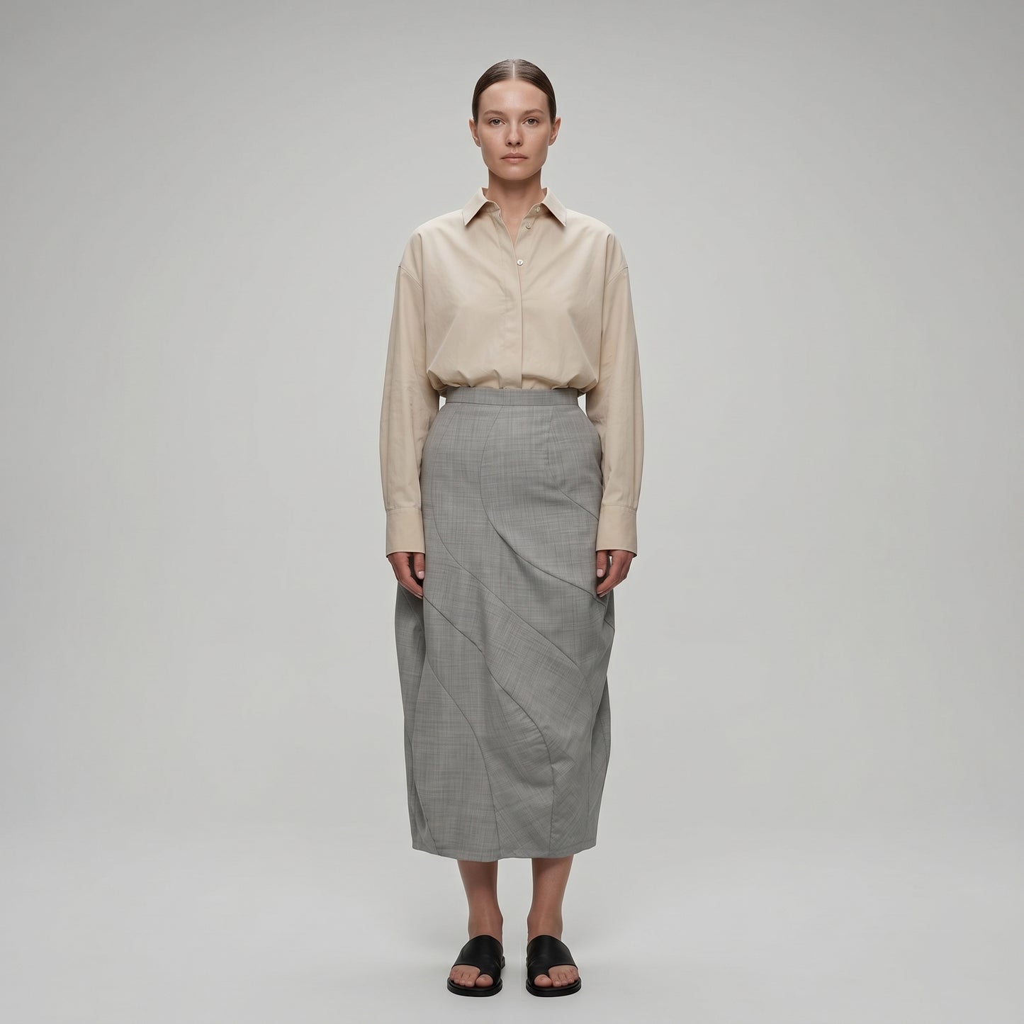 Architectural Paneled Tailored Skirt