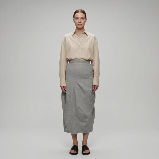 Architectural Paneled Tailored Skirt