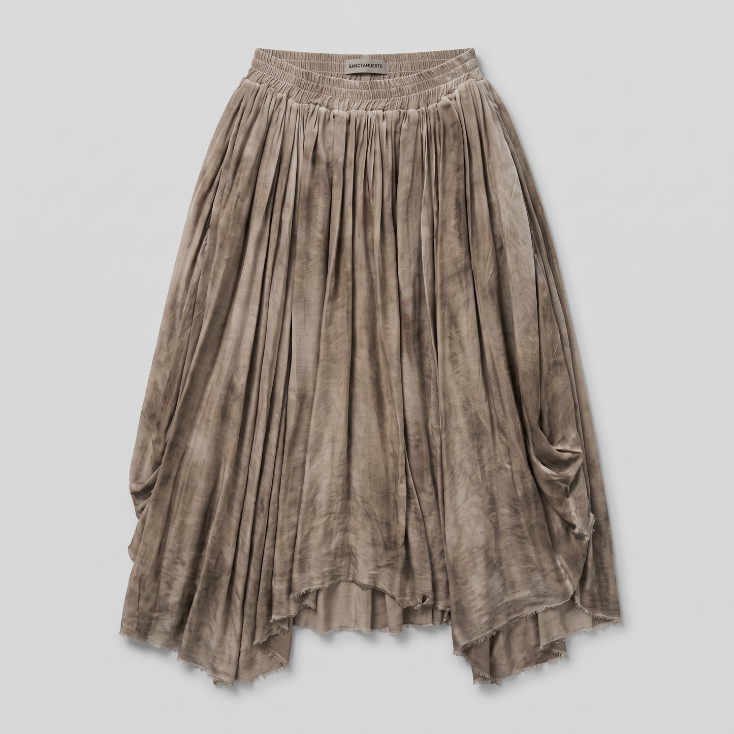 Distressed Pleated Midi Skirt