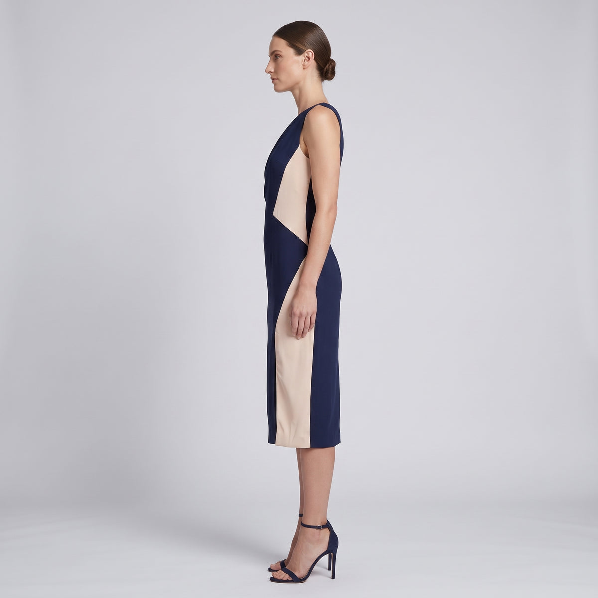One Shoulder Colorblock Sheath Dress