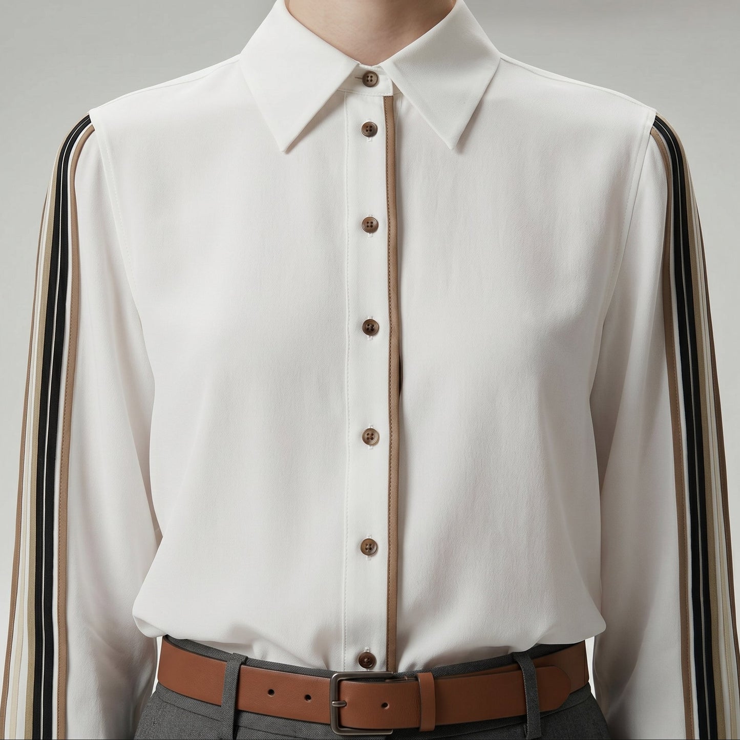 Striped Trim Classic Button-Down