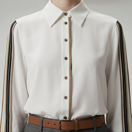 Striped Trim Classic Button-Down