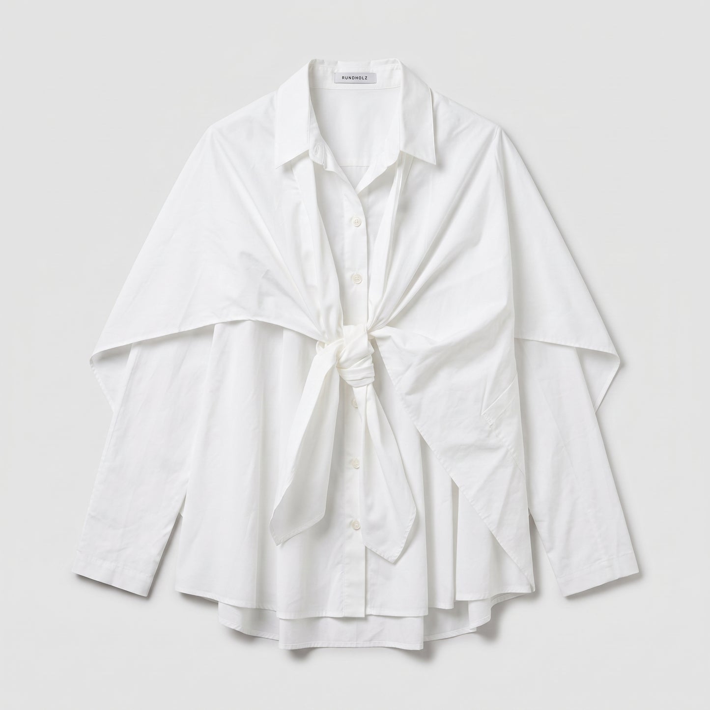 Architectural Knot-Front Cotton Shirt