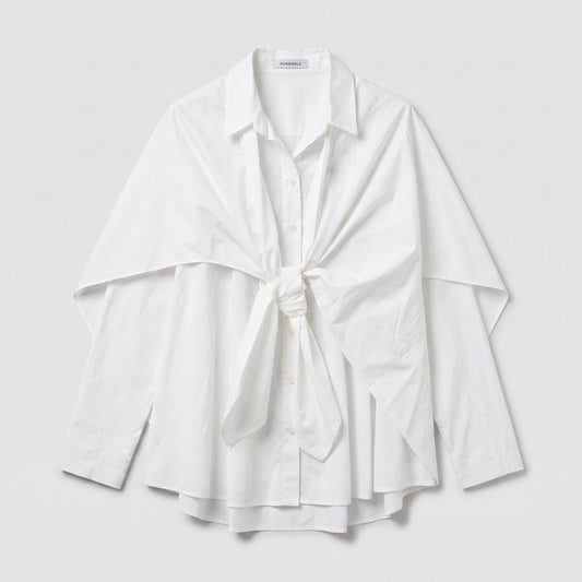 Architectural Knot-Front Cotton Shirt