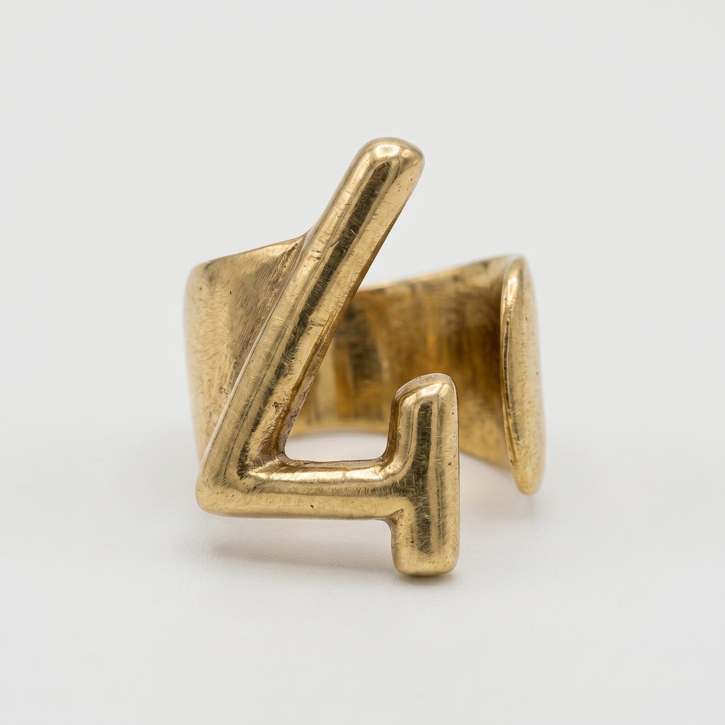 Sculptural Number Four Gold Ring
