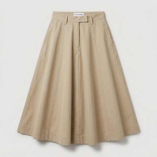 Tailored Beige A-Line Skirt